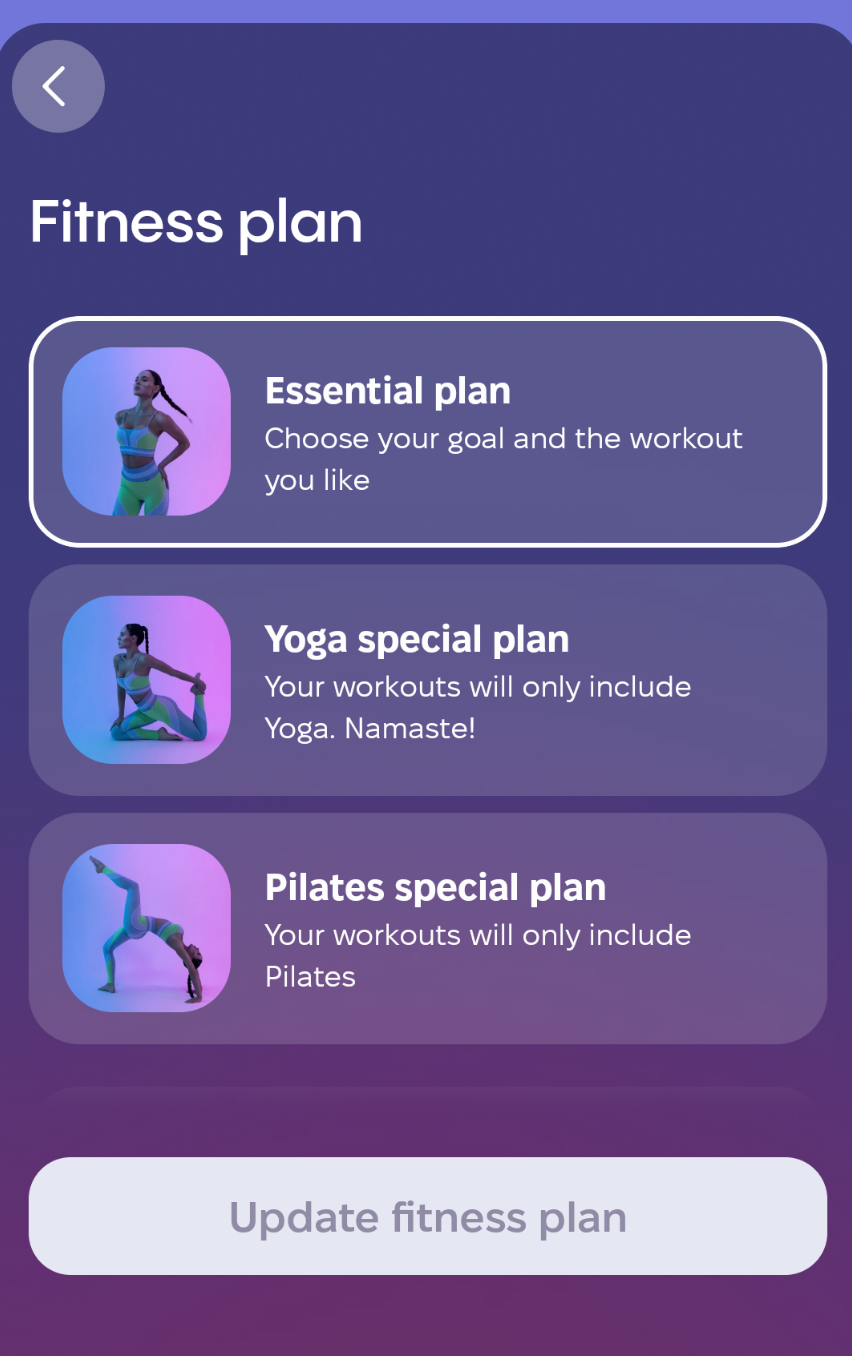 How do I change my fitness plan? HARNA